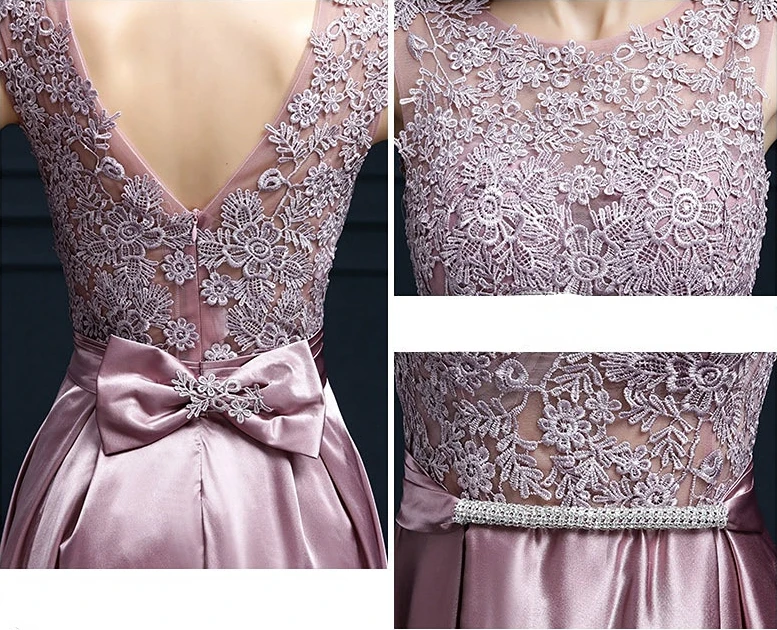 Sd16a5452886448409c979856774980c8Z Draped Elegant Temperament Prom Vestidos O-Neck Sleeveless Lace V-Back Evening Dresses Bow Slim Waist Long Wedding Party Dress Mallzona