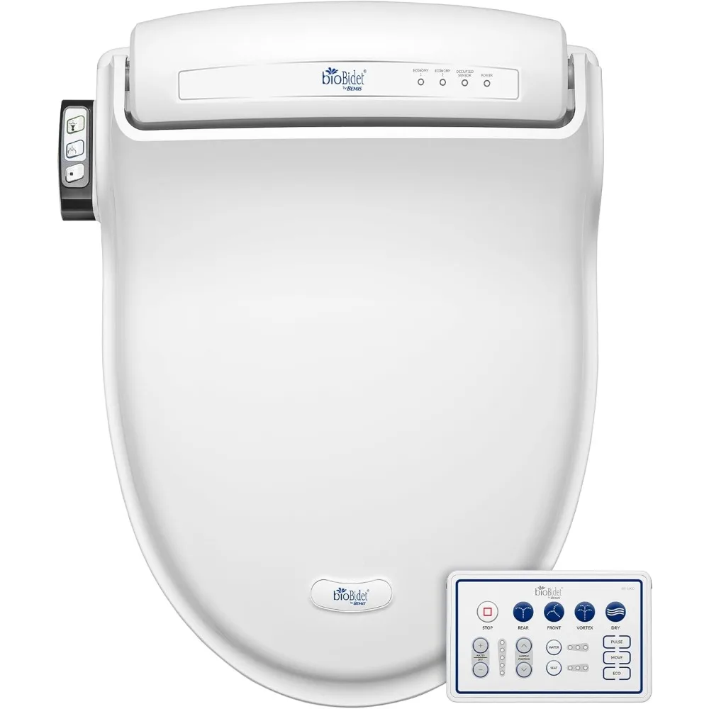 Electric Bidet Toilet Seat, Warm Water with Air Dryer, Heated Seat with Slow Close Lid, Remote Control, Elongated White 6