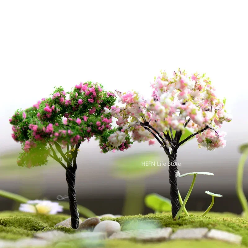 Kawaii Micro Figurines for Home Decoration, Sakura Miniatures, Mini Simulation Trees, Landscape for Garden, Kawaii Cherry Desk