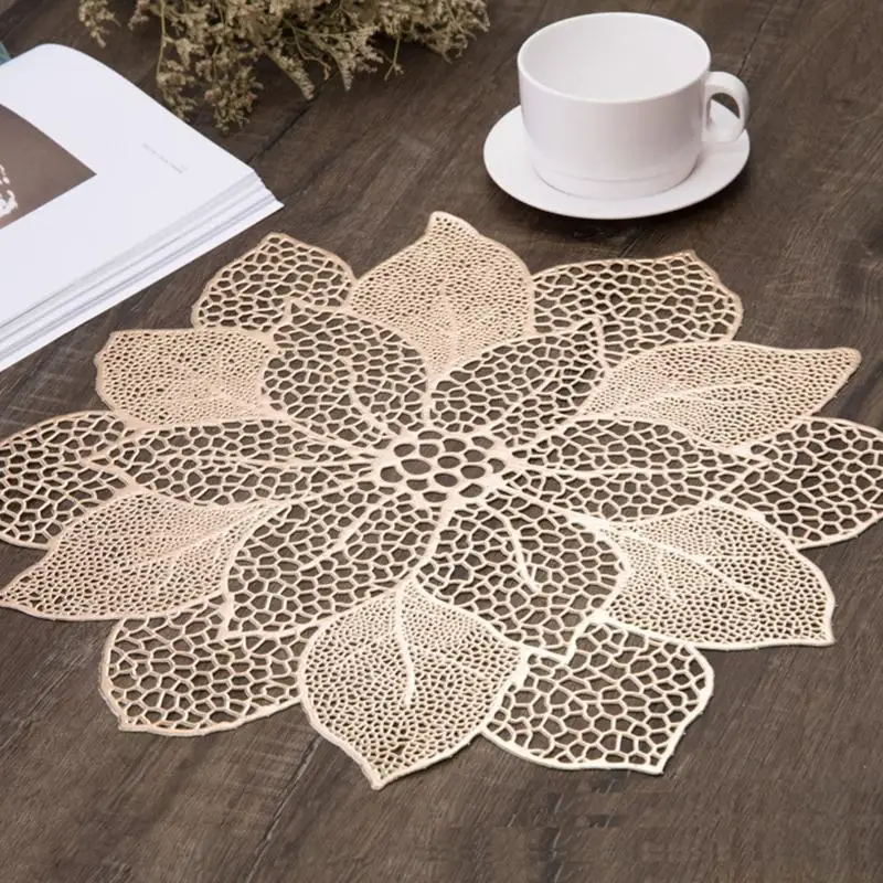 QX2E 연꽃 브론징 중공 플레이스매트 서양식 쿠션 내열 매트