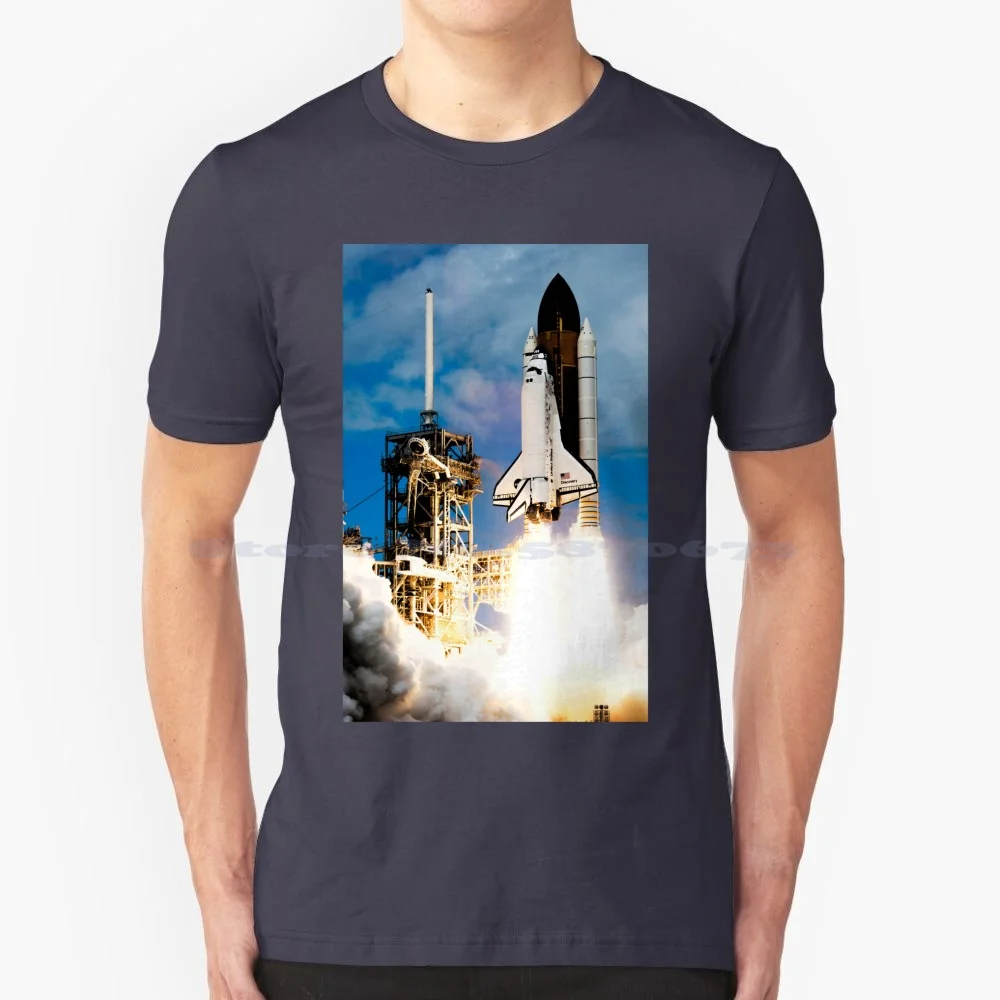 The Space Shuttle Discovery Launch T Shirt 100% Cotone Tee Space Shuttle Discovery Launch Space Shuttle Discovery Start