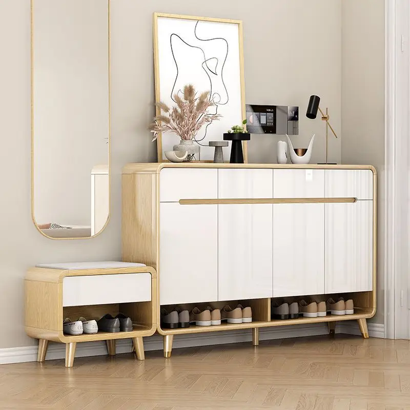 

Home doorstep wooden shoe cabinet