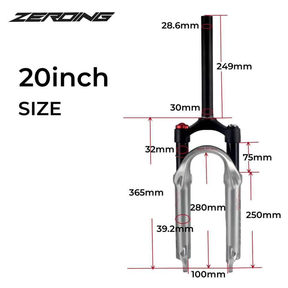 Fourche fatbike 20X4.00 avec suspension pour vélo électrique