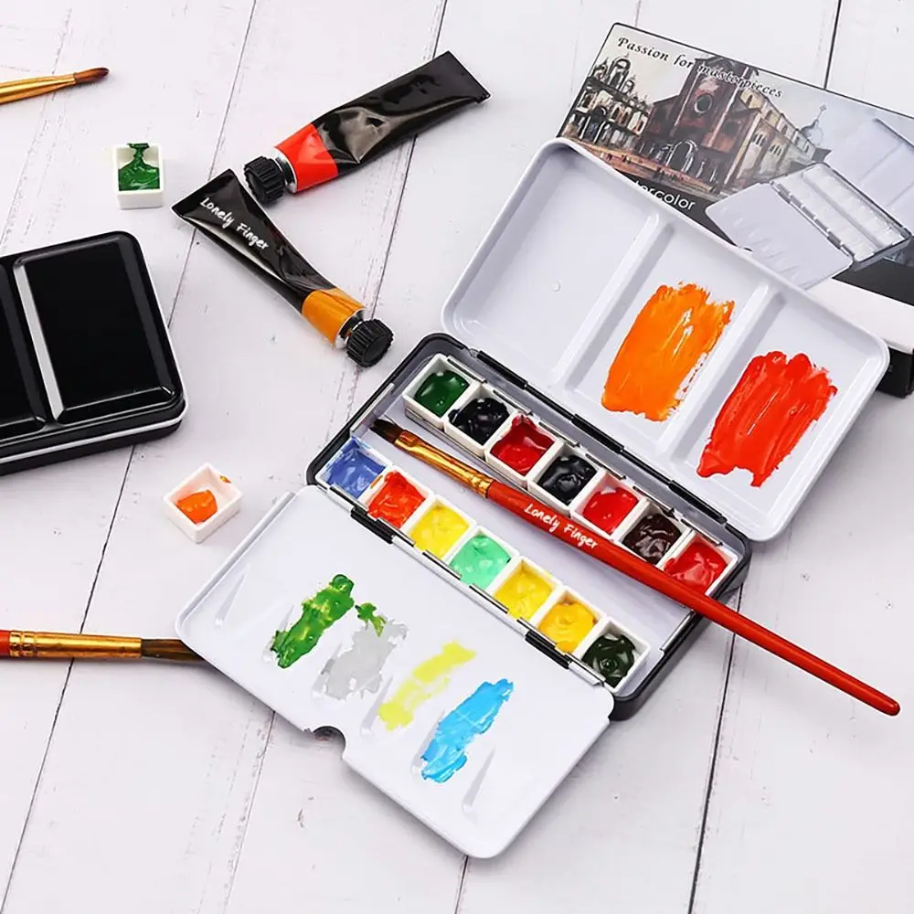 Art Supplies Creative Empty Paint Palette Watercolor Storage Case Pigment Box Grids Slots Painting Tools Drawing Supplies 3