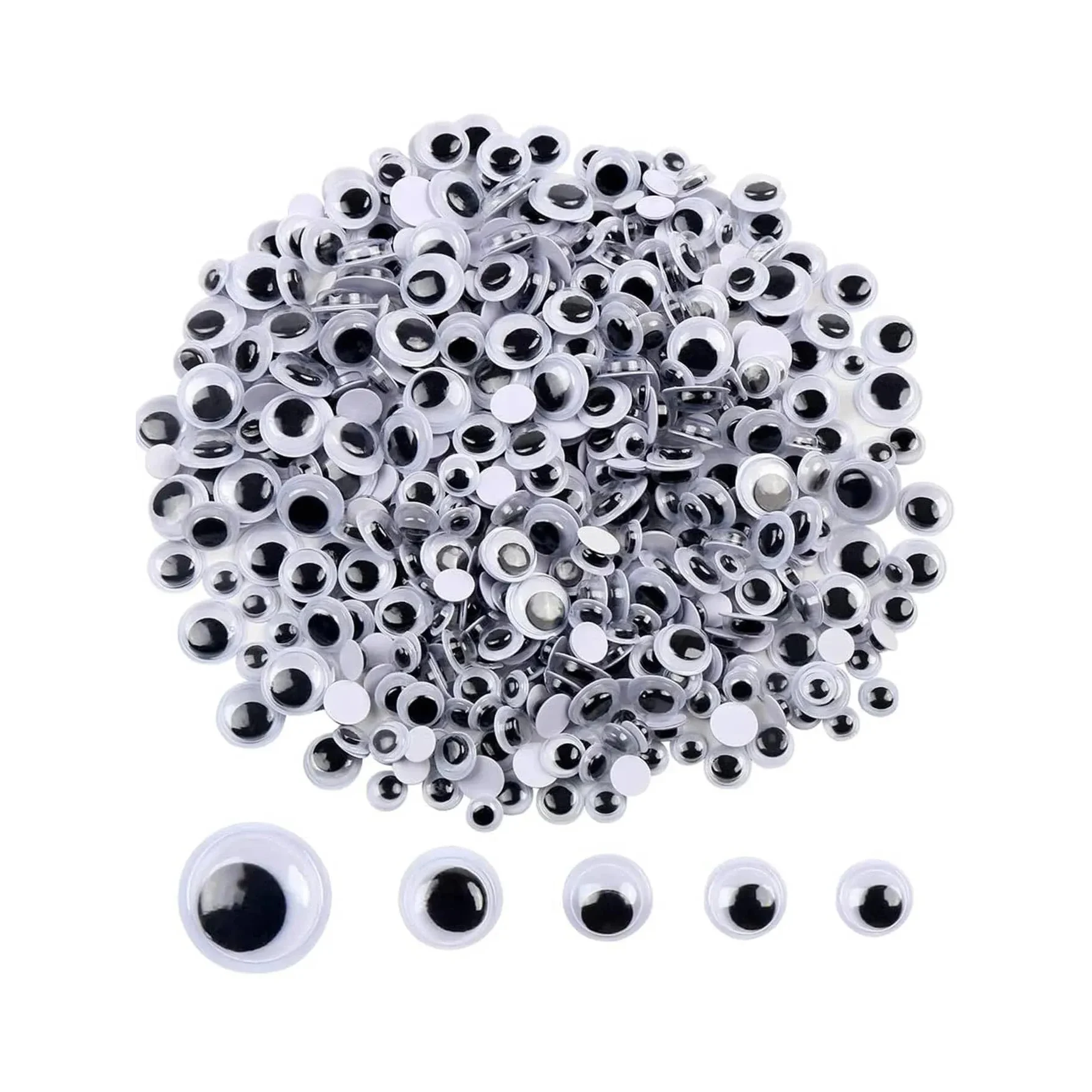 Swing Eyes 500pcs Self-adhesive Black White Goose Eyes for DIY Crafts Decoration