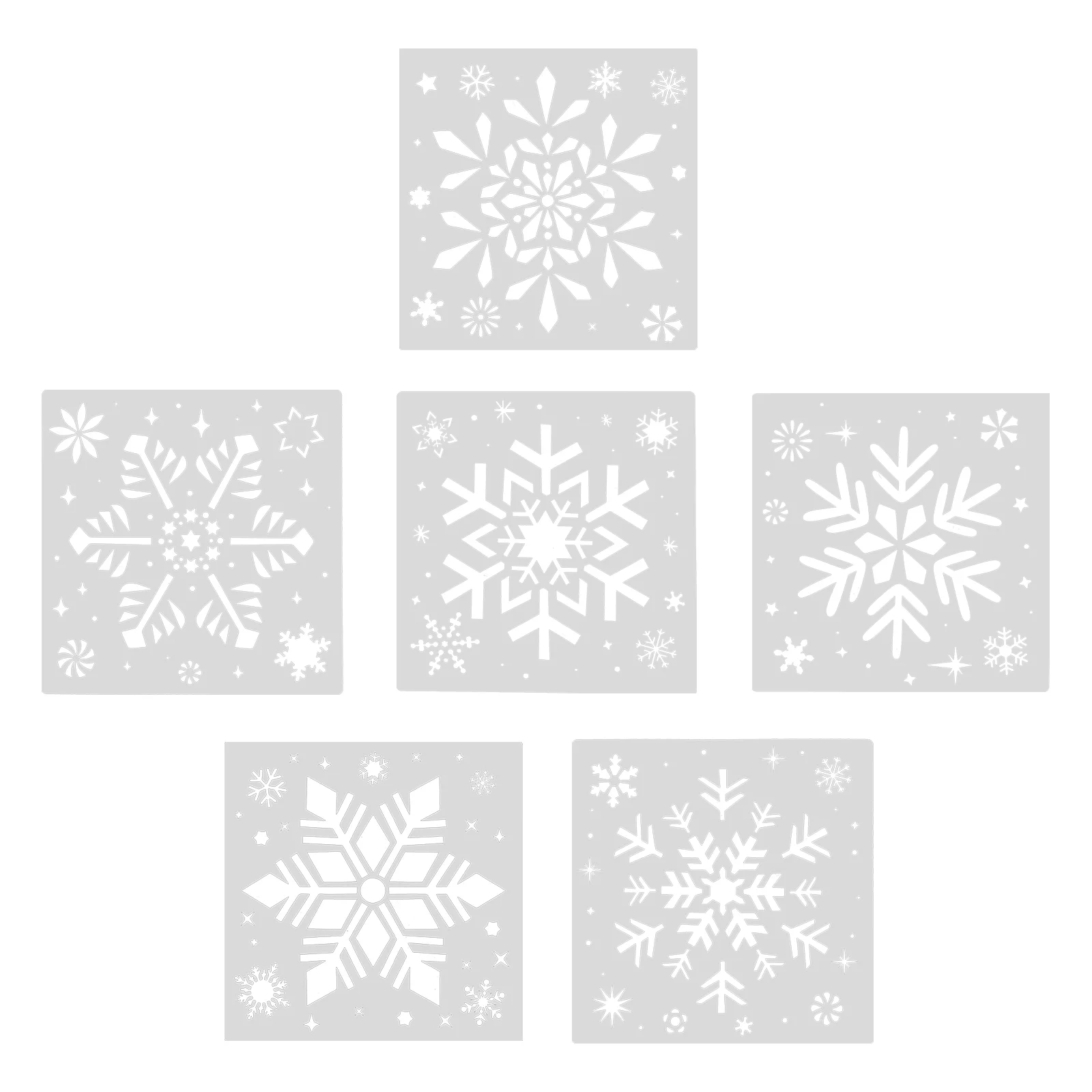 

6 Pcs Painting Template Snowflake Templates Mold Hollow Out Christmas Stencil Pp DIY