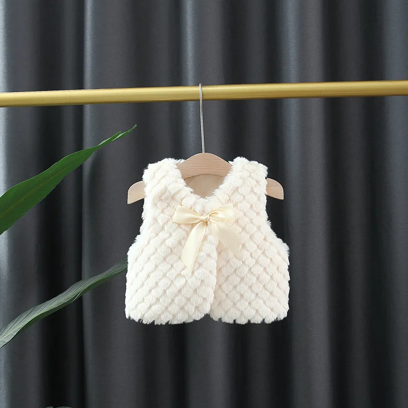 Baby Girl Plush Vest 0 To 3 Years Winter Korean Style Warm Kids Waistcoat