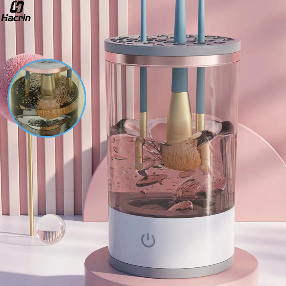 전기 메이크업 브러쉬 클리너 자동 메이크업 브러쉬 클리너 USB 휴대용 화장품 메이크업 브러쉬 세탁기 로터리 청소