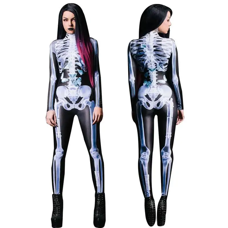 3D Skeleton Costumes Halloween Skeleton Outfit Cosplay Costume For Men Women Halloween Cosplay Pretend Role Play Dress Up
