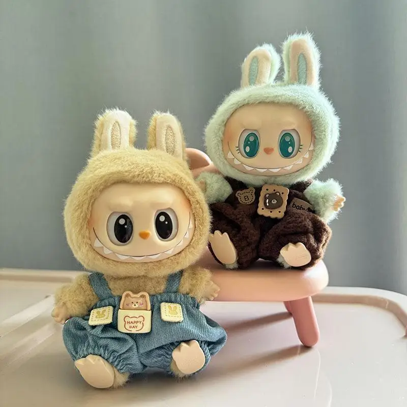 17cm Mini Plush Doll'S Clothes Outfit Accessories For Korea Kpop Exo Labubu I II Idol Dolls Sitting Party overalls Clothing Gift 3