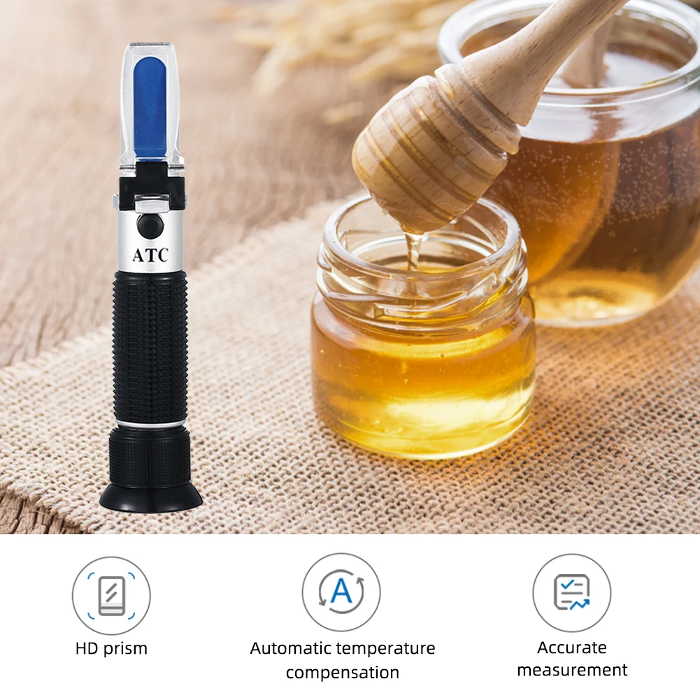 Handheld 10-30% Water Honey Refractometer ATC Honey Concentration Meter Honey Mo