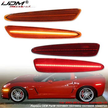 iJDM Front Rear Bumper LED Side Marker Turn Signal Lights Yellow Red For Chevrolet Corvette C6 2005-2013 2012 Car Accessories 1