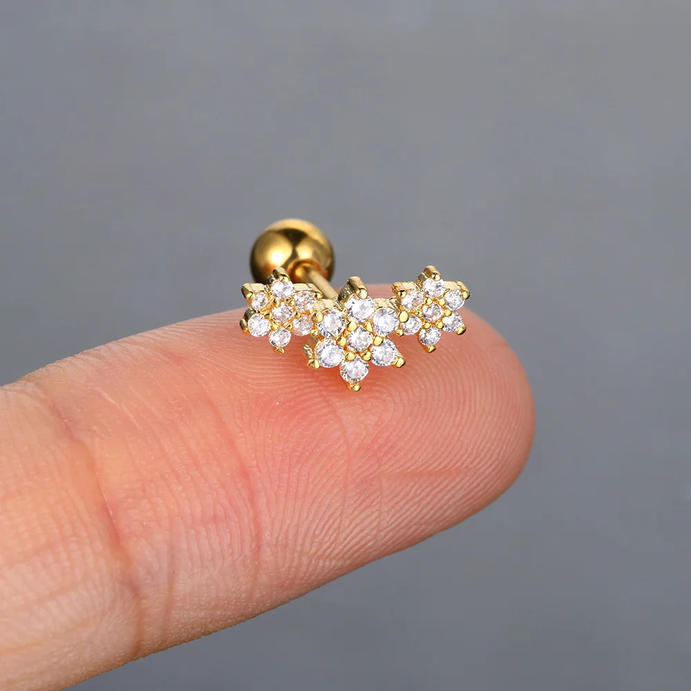 1 Stück Blumen-Blatt-Pflanzen-Ohrstecker für Damen, Mini-Helix-Tragus-Knorpel-Ohrstecker, modischer INS-Schmuck für Frauen – Detail 12