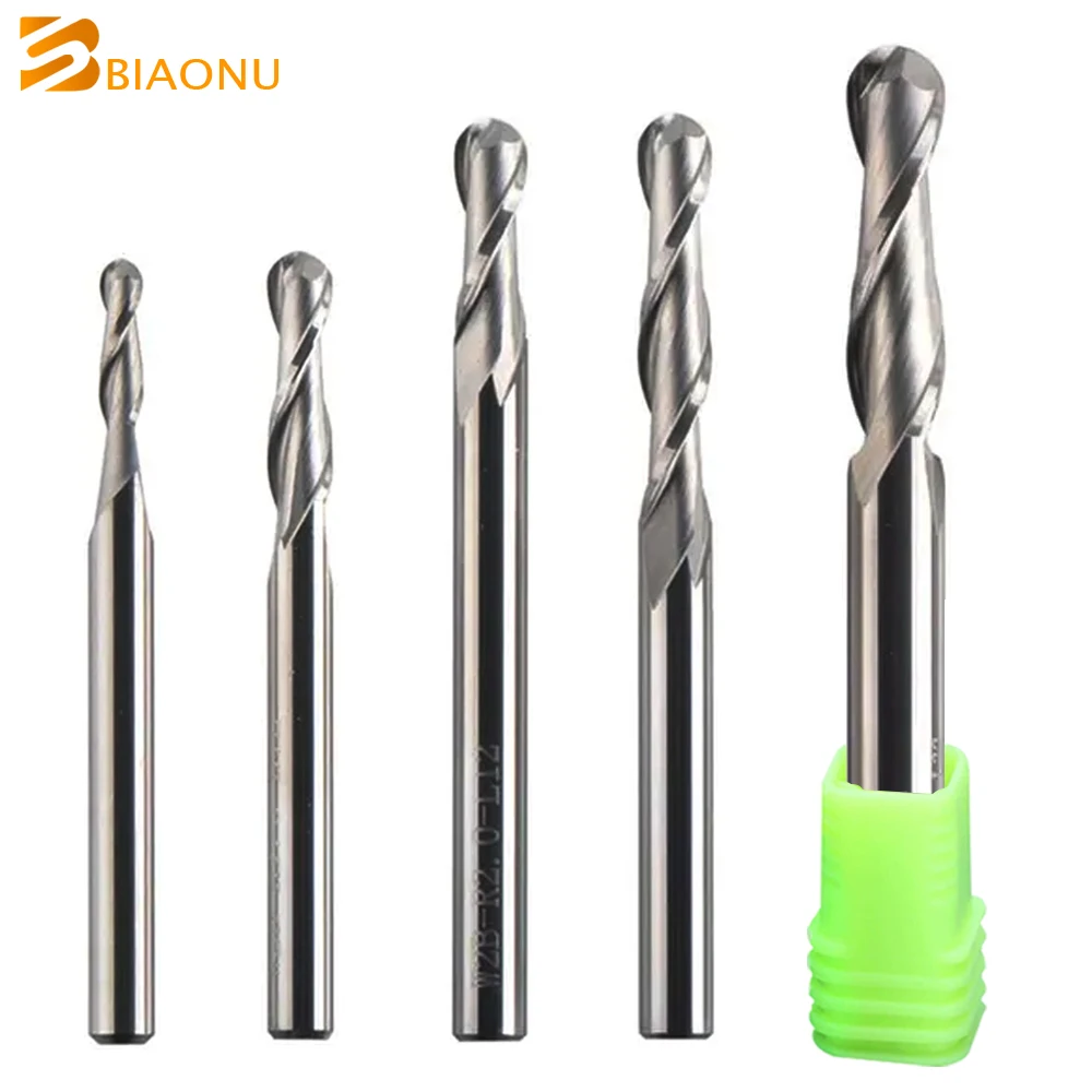 

Biaonu 10Pcs Ball Nose Milling Bit 3.175/4/6mm Shank 2 Flutes Carbide Ball End Mill MDF Wood CNC Router Milling Cutter Tools