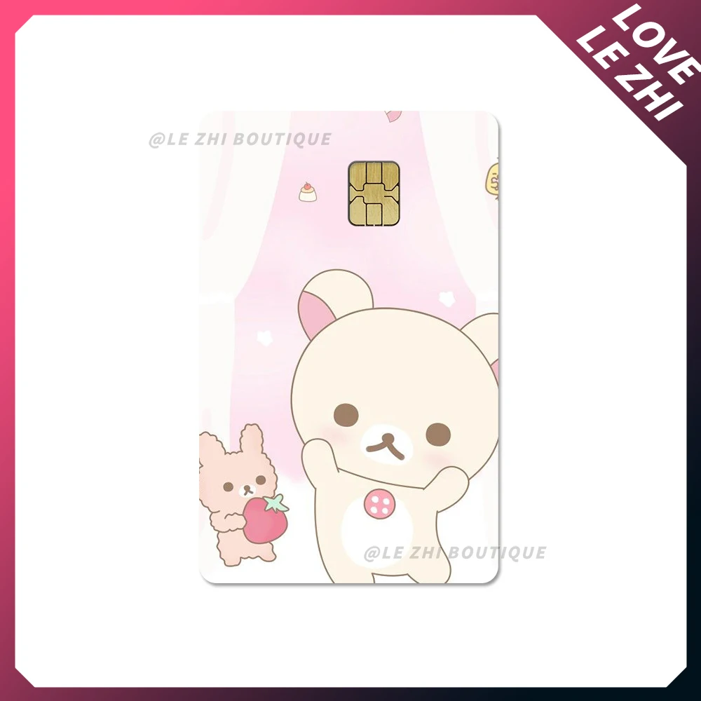 Japan Anime Cute Cartoon Bear Credit Debit Card Sticker Kawaii Bus Pass Diy Waterproof Small Chip Film Sticker Decoration