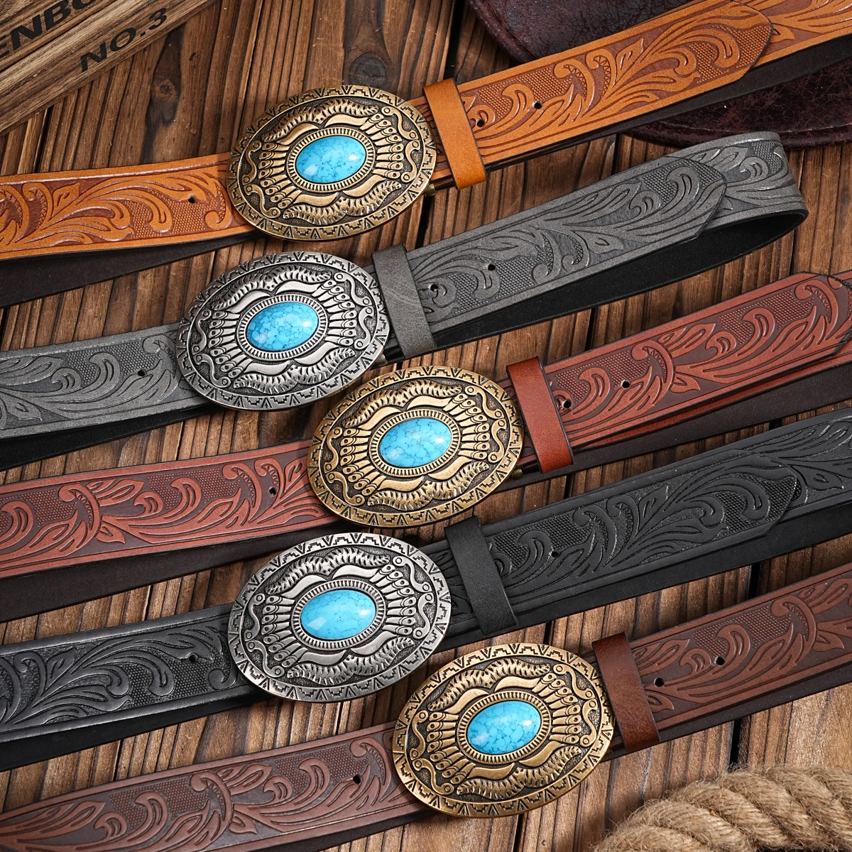 A casual, individual and retro belt, Western-style clothing