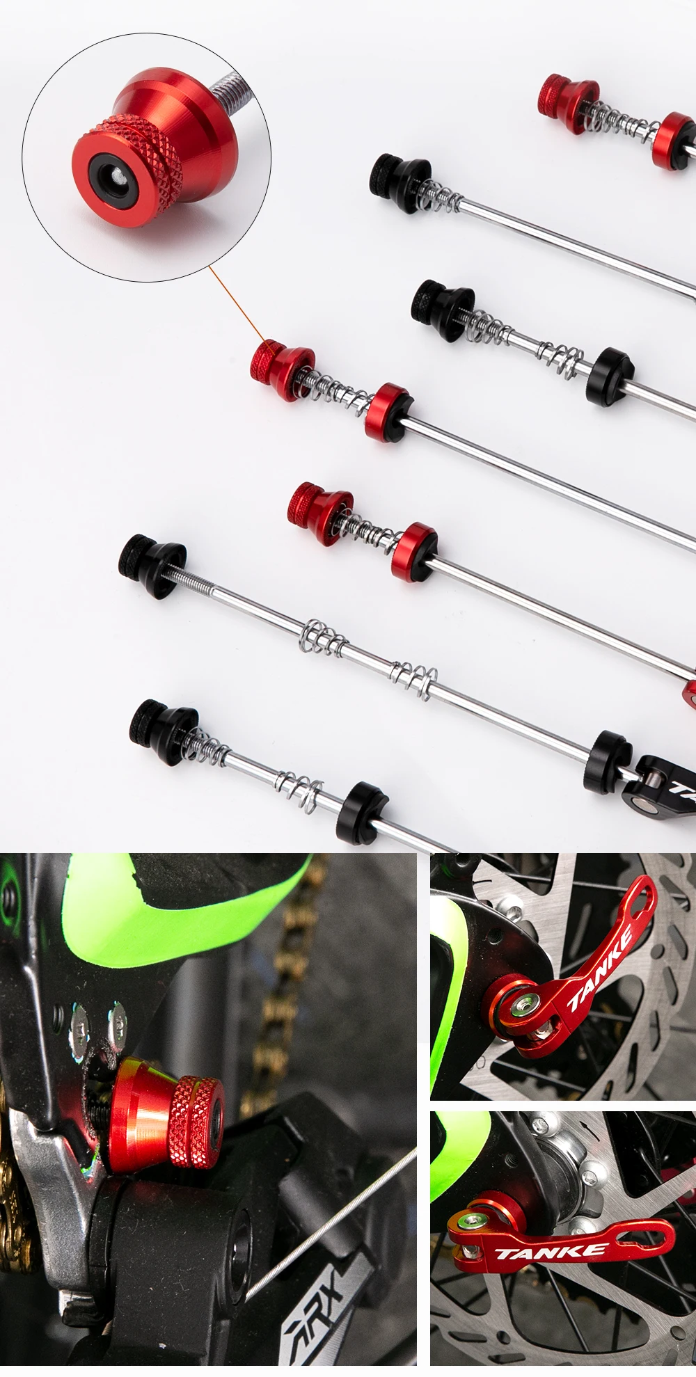 TANKE Fahrrad-Schnellspanner Bolzen Achsen Mountainbike Ersatzteile Fahrradzubehör Vorne 100mm Hinten 135mm – Detail 5