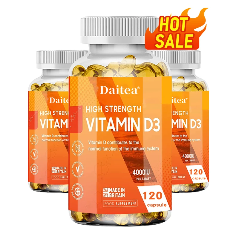 

Daitea Vitamin D3 4000IU, Rich in Vitamin D for Healthy Antioxidants Supporting Immune System Function - 120 Capsules, Non-GMO