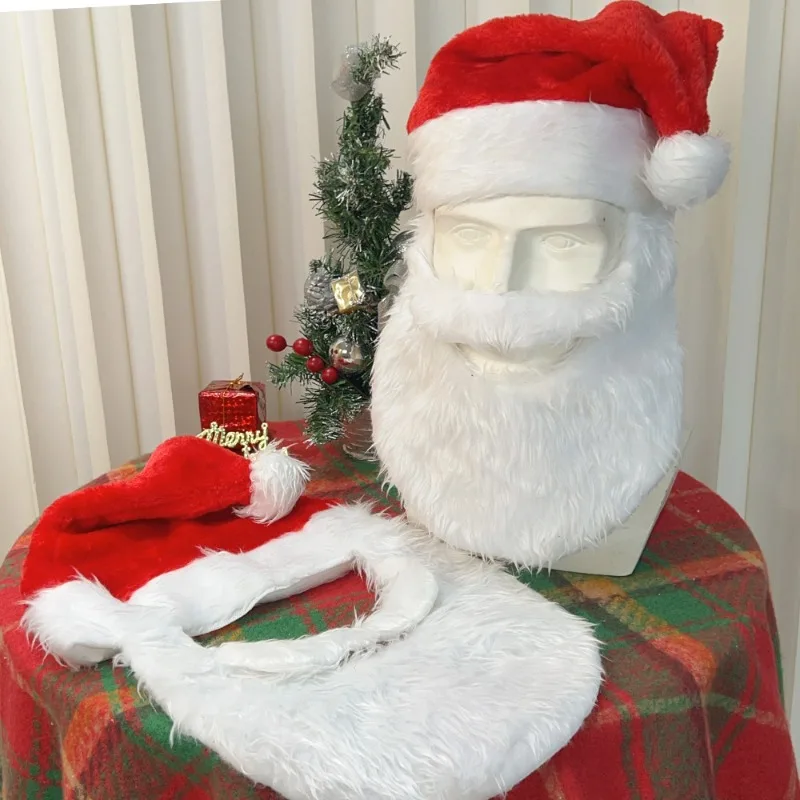 Santa Claus Beard Christmas Hat Decorations Cosplay Wig & Beard Children Adults Xmas Cap Supplies Comfortable Multi-Functional christmas hat holder christmas fake eyebrows