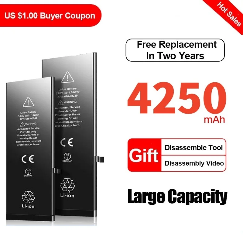 Batteria Del Telefono Ad Alta Capacità Per Apple 5 6 S 7 8 Plus X Se Xr Xs Max Bateria Di Ricambio Per Batterie Iphone 7 Plus Con Strumenti