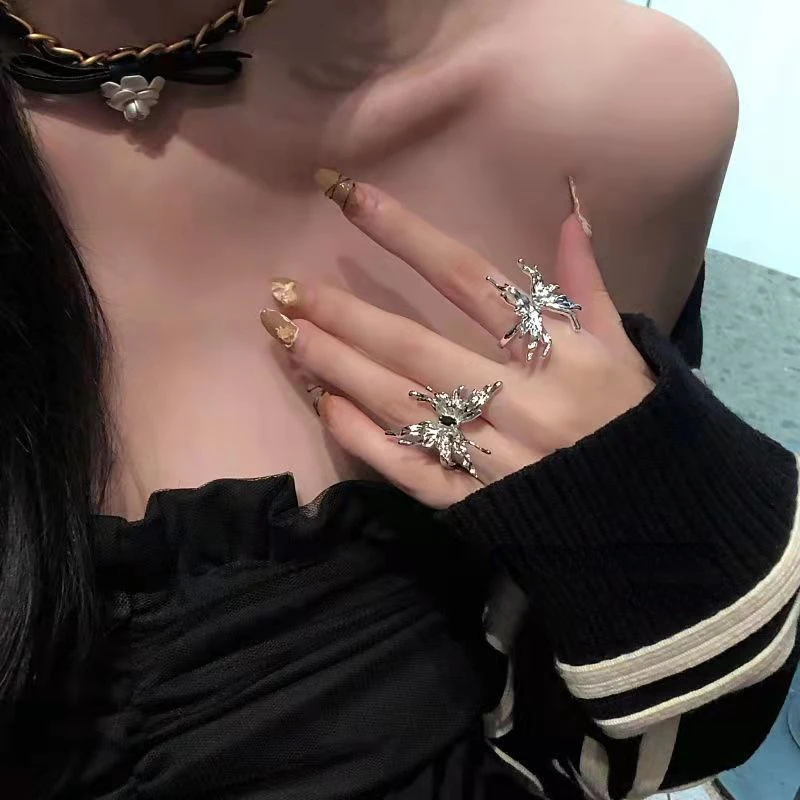 2025 Fashion Style Women's adjustable butterfly vintage punk metal ring, fashionable and exquisite Gothic accessory_voghion.com