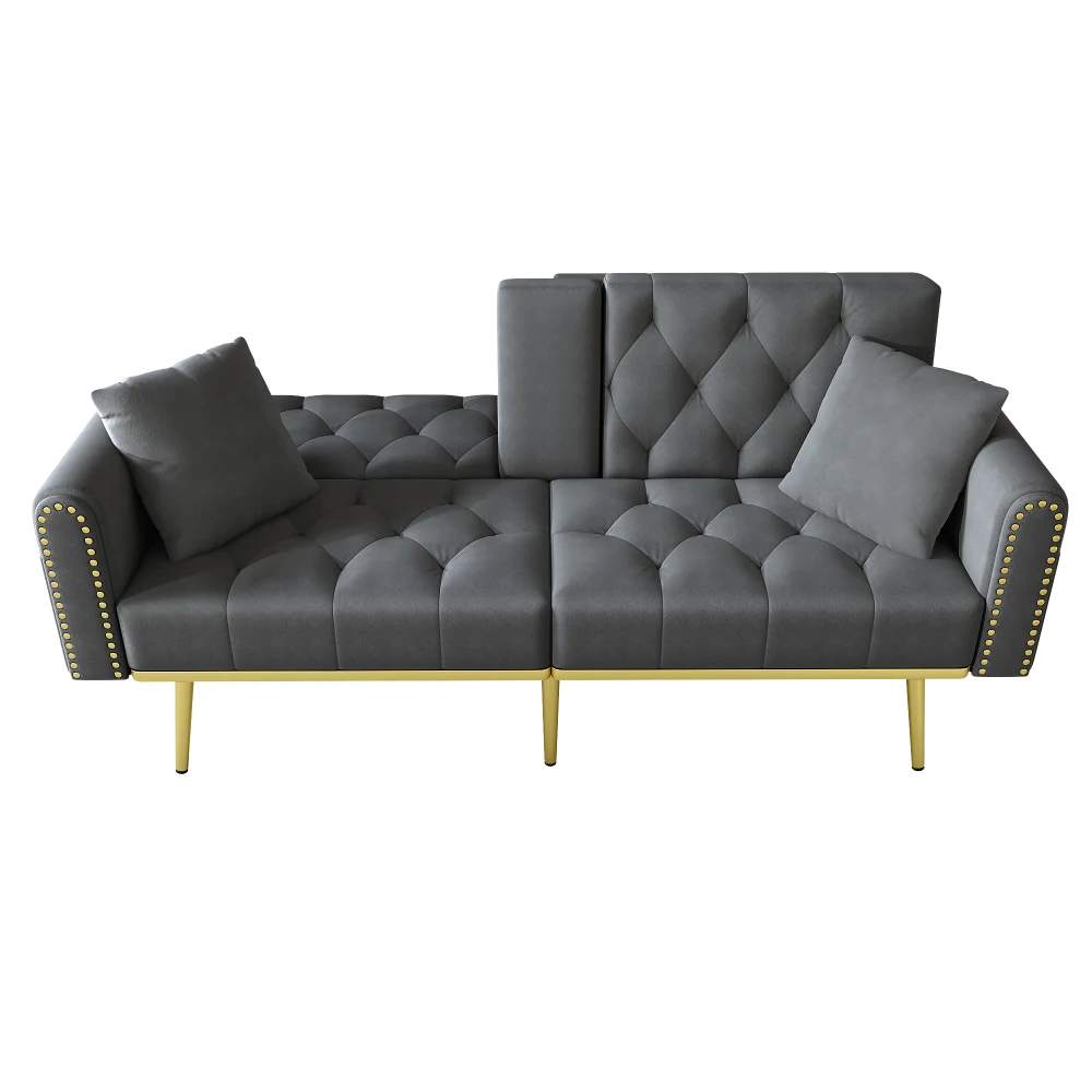 Doppelklappbares Schlafsofa mit 3-Gang-Rücklehne und Getränkehaltern – ideal für Wohnzimmer, Schlafzimmer, Heimkino – Detail 15