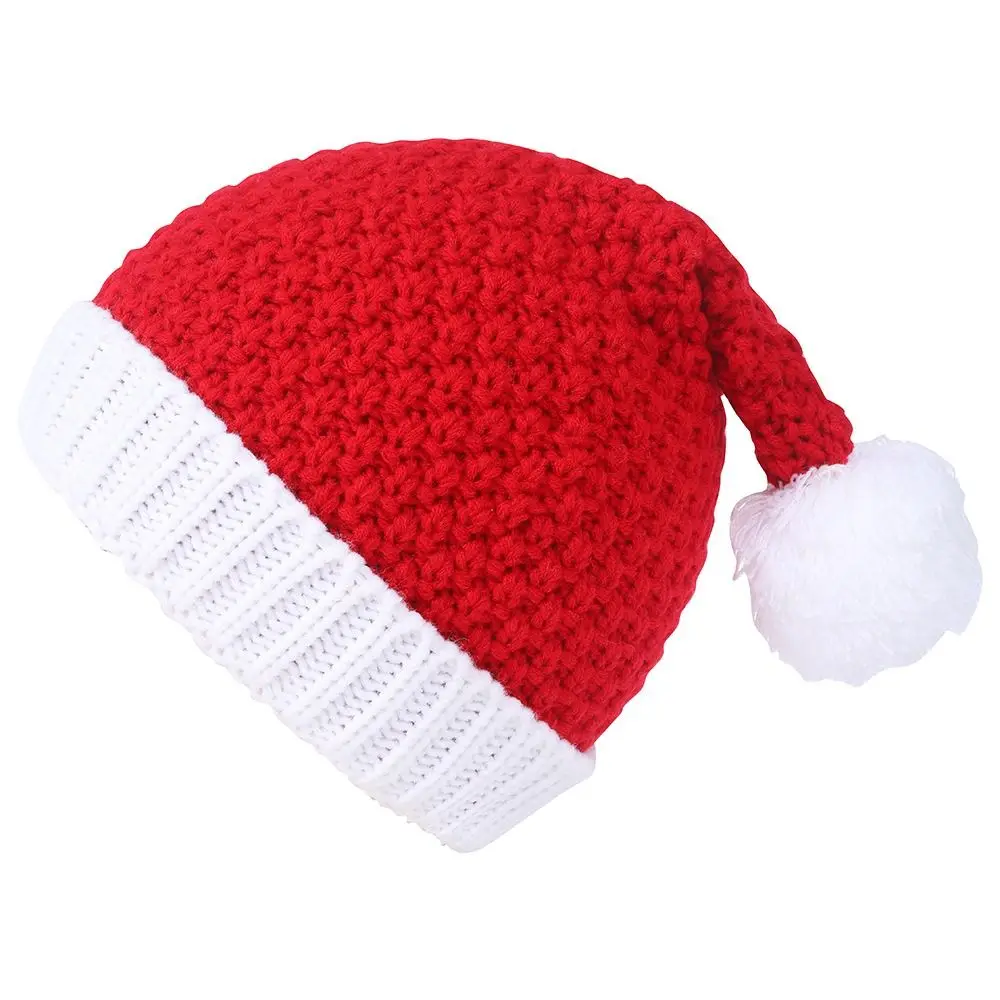 Knitted Kids Christmas Hat Cute Christmas Parent-Child Hat Pompom Adult Child Soft Beanie Santa Cap New Year Party Kid Gift