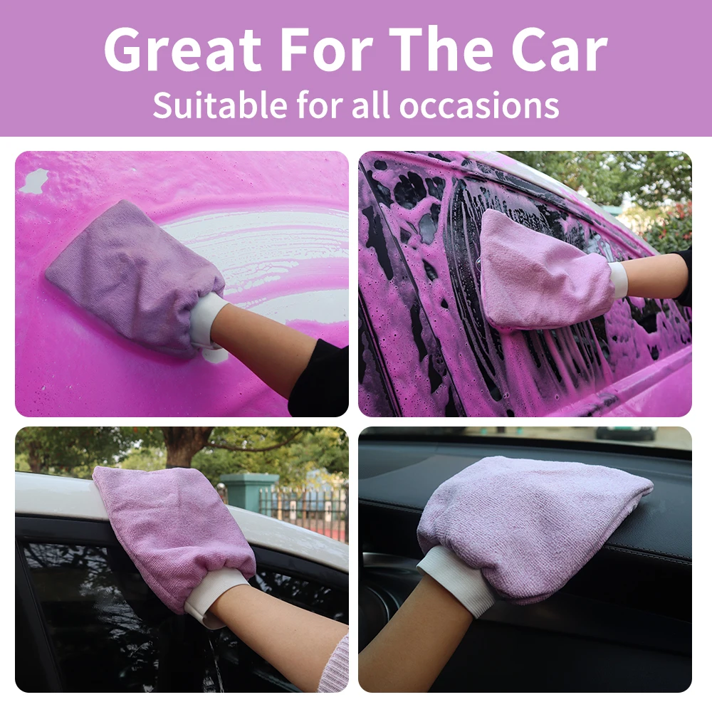 Car Washing Gloves Waterproof Microfiber PVA Gloves Car Cleaning Mitt Detailing Brush Auto Care Double-faced Glove