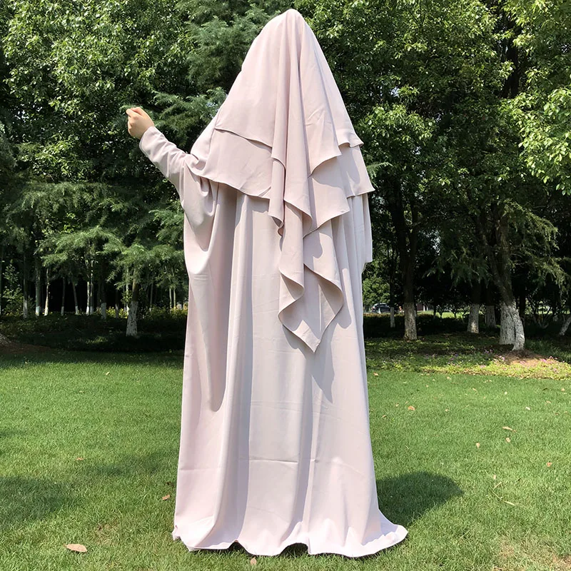 Butterfly Nida Abaya Set 2 Layers Khimar EID Islamic Clothing Jilbab Hijab Prayer Robe Two Pieces Abaya Set Women Ramadan Prayer