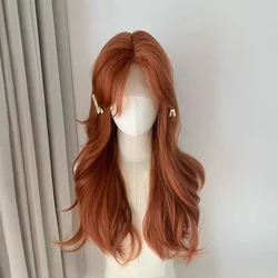 Ashley Vibrant Orange Lace Front Wig - Long, Curly, Synthetic Waves for Cosplay and Daily Wear (Red - orange colour)