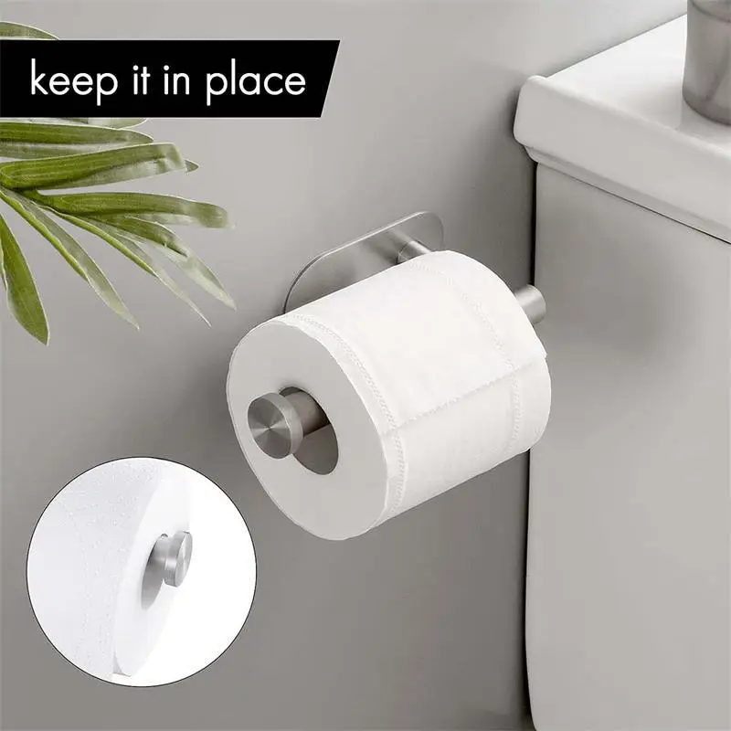 Adhesive Punch-free paper towel holder toilet paper holder toilet roll holder tissue holder Toilet Roll Paper Towel Holder Organizer Wall Mount Storage Kitchen Bathroom No Drill Tissue Dispenser