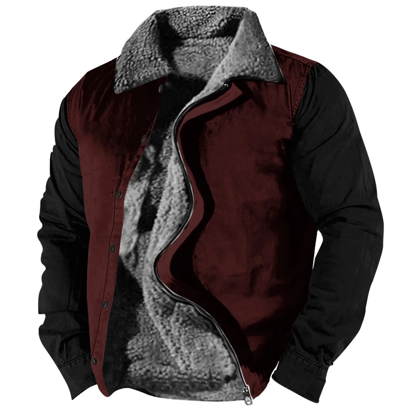 

Men Cotton Coat 2023 Autumn Winter Loose Zipper Stand Collar Lapel Jackets New Casual Button Fleece Coats Outerwear Ropa Hombre
