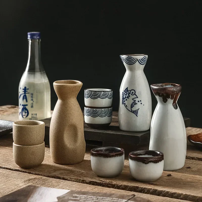 Sake Set Sake Dispenser Shochu Kettle Tea Cups Japanese Commercial Izakaya Barware Household Kitchen Vintage Ceramic