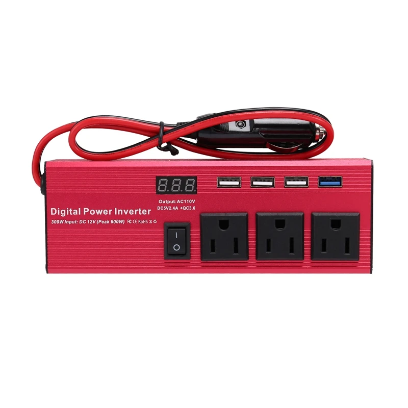 300W Auto Power Inverter Onda Sinusoidale Dc 12V A Ac 110V 120V Convertitore Solare 4 Convertitore Usb Spina Usa