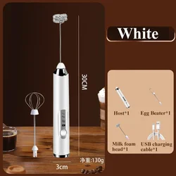 Premium Electric Milk Frother - USB Rechargeable Handheld Foamer with High - Speed Drink Mixer Wand (White)