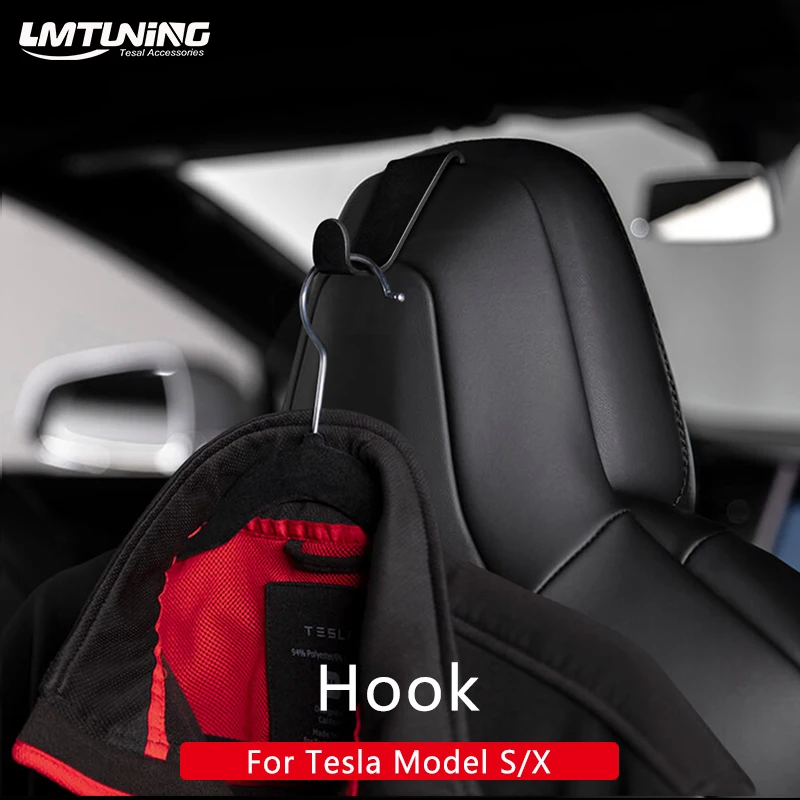 

TAPTES 2 Pack Seat Back Coat Hooks Aluminum Alloy for Tesla Model S Model X 2017-2019,Seat Headrest Bag Holder Garment Clothes