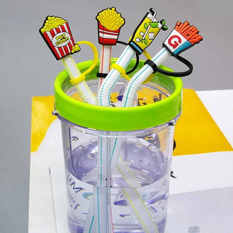 1PCS Coffee straw cap PVC coffeine drinking straw toppers for