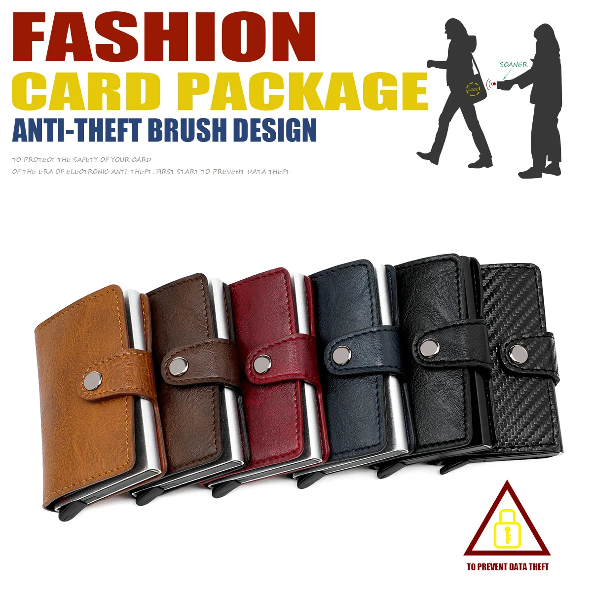 

Anti-Scan Carbon BlaCK Bank ID Credit Card Holder Porte Carte Men's Aluminium RFID Blocking Cardholder Wallet Leather Money Clip