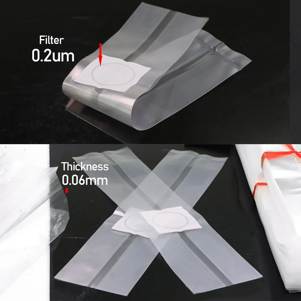 50/100PCS 0.2um Filter PP Mushroom Spawn Grow Bag 0.06mm Thickness Breathable High Temperature Polypropylene Bags Garden Planter 4