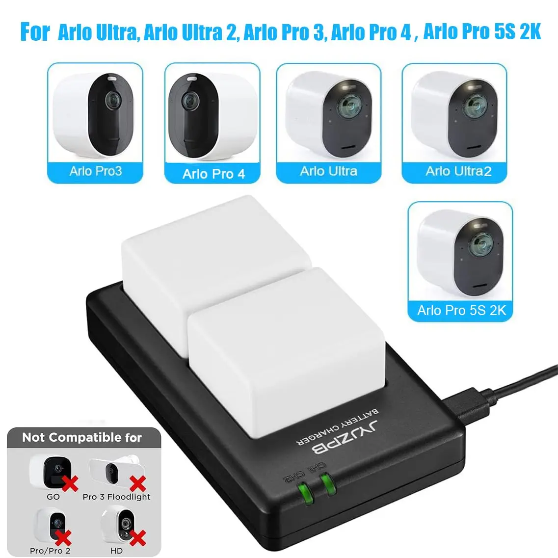 Caricabatterie Usb Doppio Compatibile Con Netgear Arlo Pro Arlo Pro 2 Vm4030 Telecamera Di Sorveglianza Stazione Di Ricarica Con Display Lc 4062692147773 - Foto 4