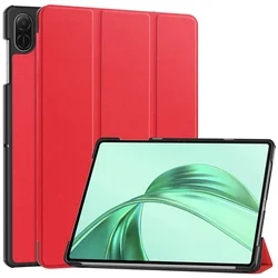 Premium Flip Tri-Fold Tablet Case with Stylus - PU Leather Hard Cover for Honor Pad X8a (11.0 inch, 2024) (Red)