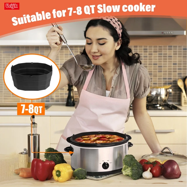 Gorware Silicone Slow Cooker Liner for 7-8qt Pot Slow Cooker Silicone Insert Leakproof Heat Resistant Dishwasher Safe Silicone Cooking Liner, Size: 25