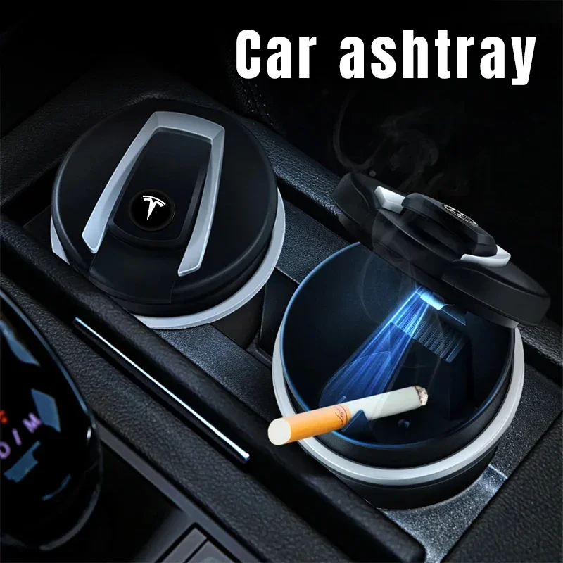 Car Accessories Portable Luminous Liner Cigarette Ashtray For tesla model 3 model X s Y car accessories