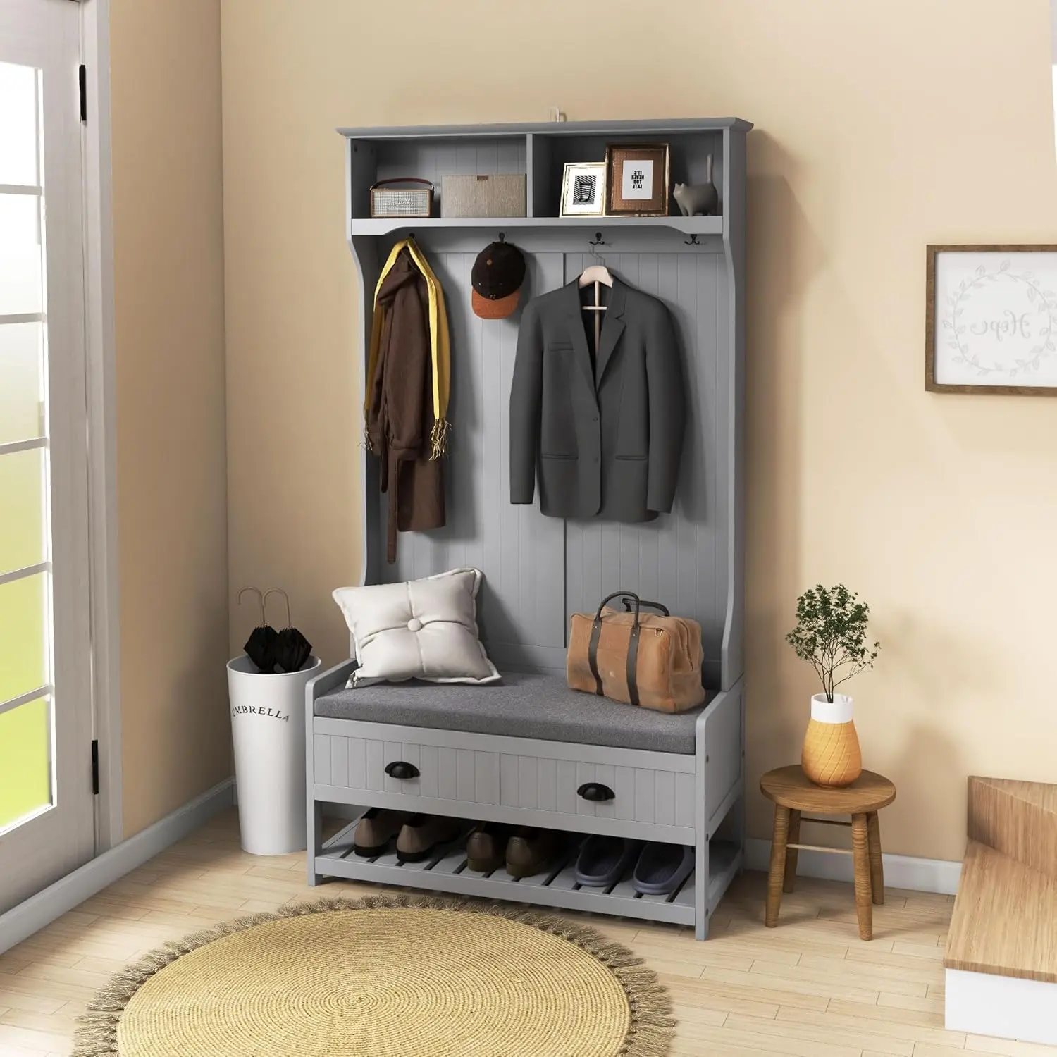 3-in-1 Hall Tree with Bench 2