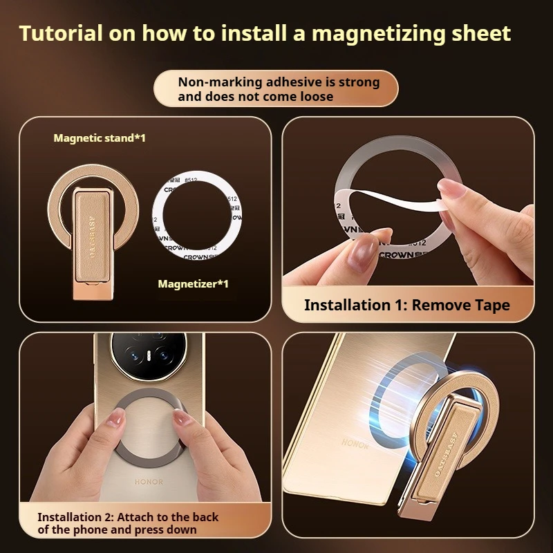 Eary for iPhone 17 Pro Max Air 16 15 14 Leather & Metal Phone Holder Stand for Huawei Mate X6 X5 Samsung S25 Ultra S24 Fold 7 6