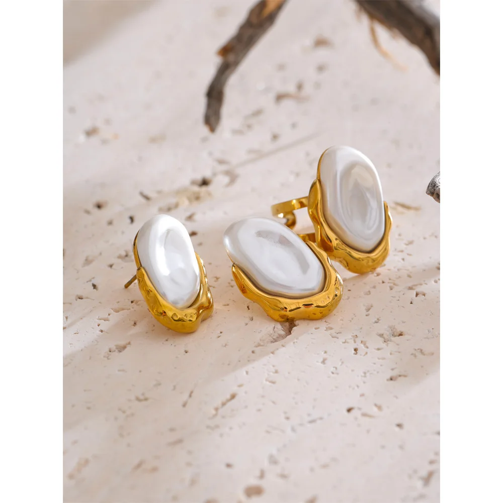 Yhpup Baroque Simulated Pearls Stud Earrings Women