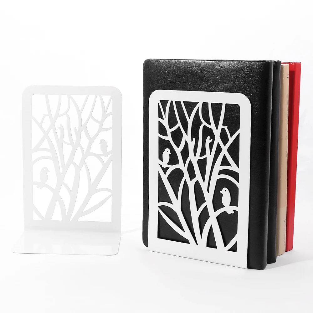 Black Bird on a Branch Desktop Bookends Office Desktop Organizer Book Home Bookend Iron Book Ends Holder Stand Shelf Book rack 5