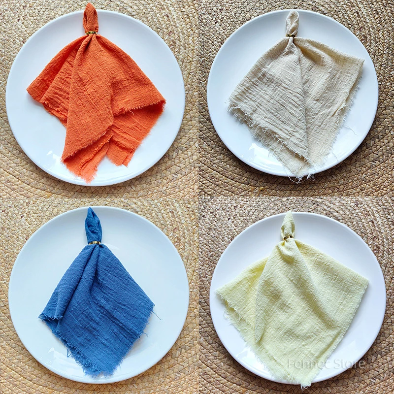 Dinner Cloth Napkins Set of 10,Gauze Napkins 100% Natural Soft Cotton, Washable F