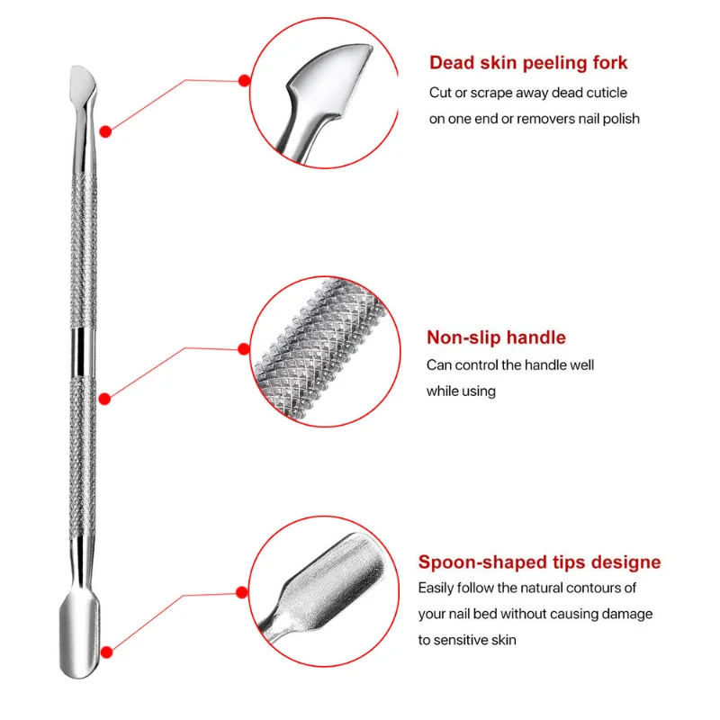 Stainless Steel Cuticle Peeler Scraper Remove Gel Nail Polish Nail Art Remover Tool 2pcs Nail Gel Remover