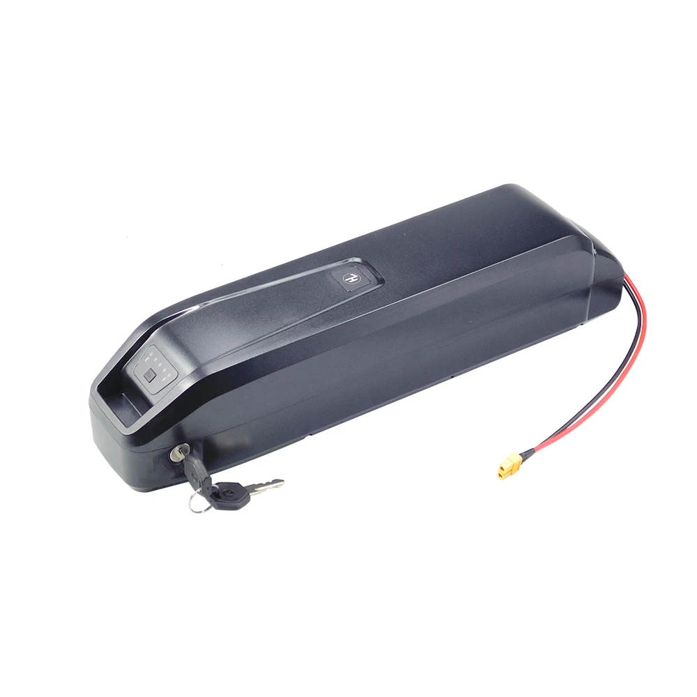 Removable black 48V ebike battery showing lock cylinder and keys for Funhang EB S1 models